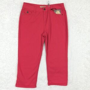 Vanilla Star Jeans Womens‎ Crop Red Denim High Rise Flap Pocket 12 New
